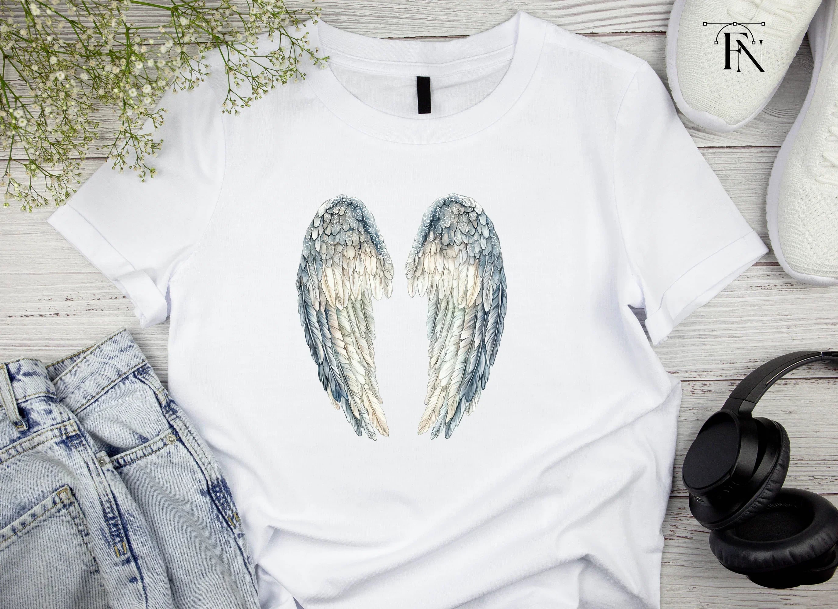 Elegant White Angel Wings Clipart Bundle