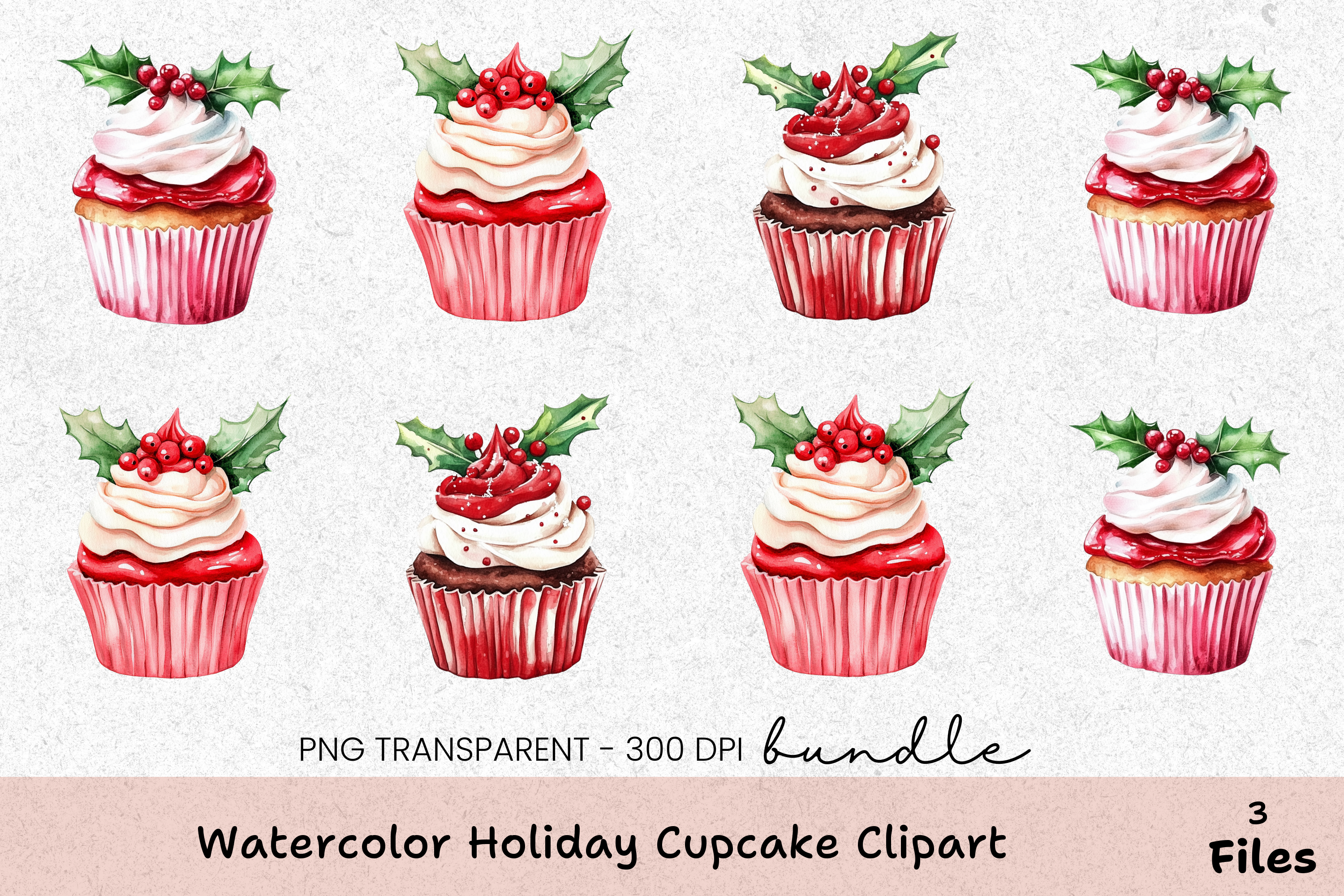 Holiday Cupcake Clipart Bundle