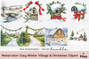 Cozy Winter Village & Christmas Clipart Bundle