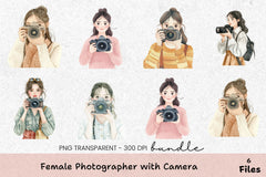 Female Photographer Clipart Bundle - CraftNest - Digital Crafting and Art