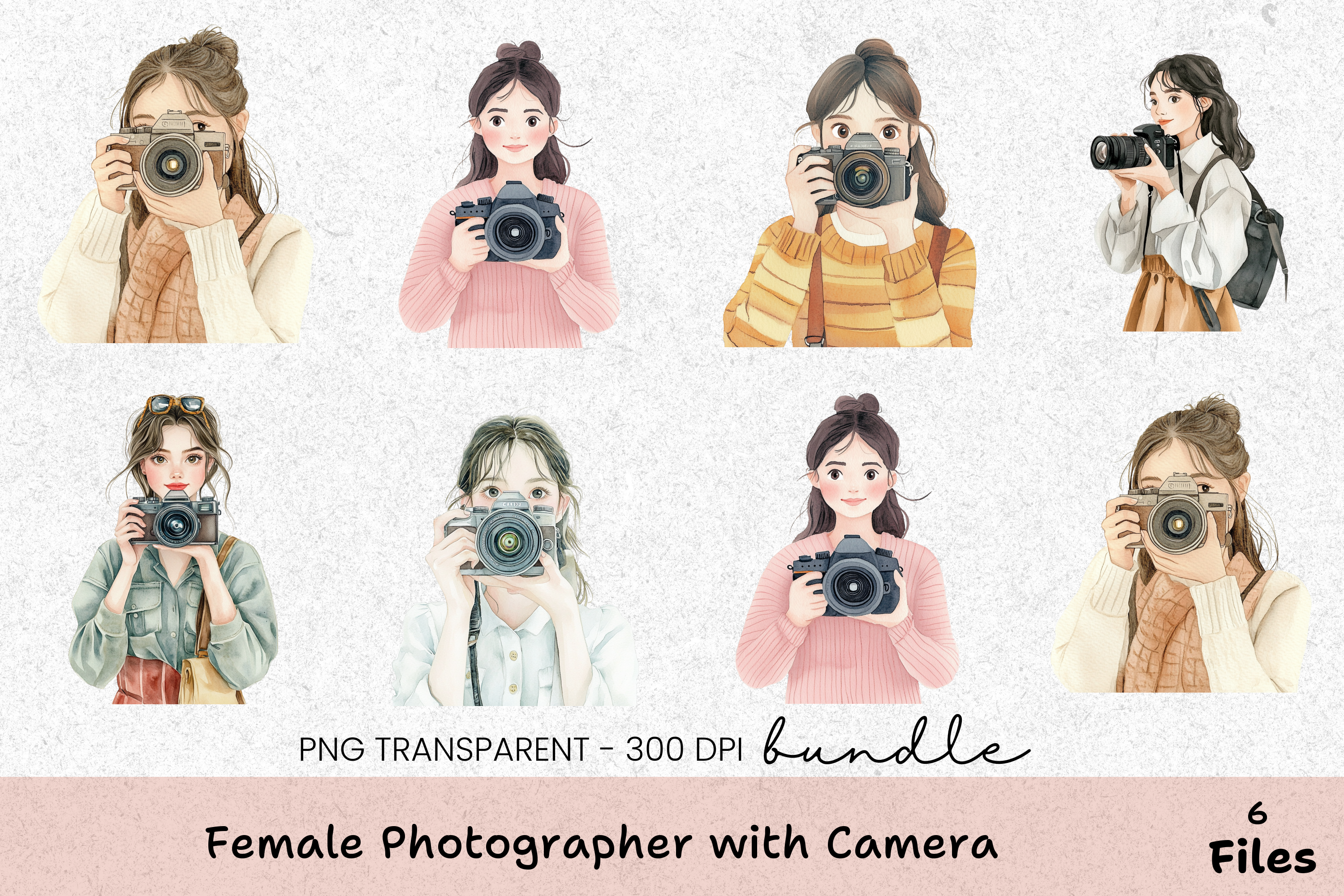 Female Photographer Clipart Bundle