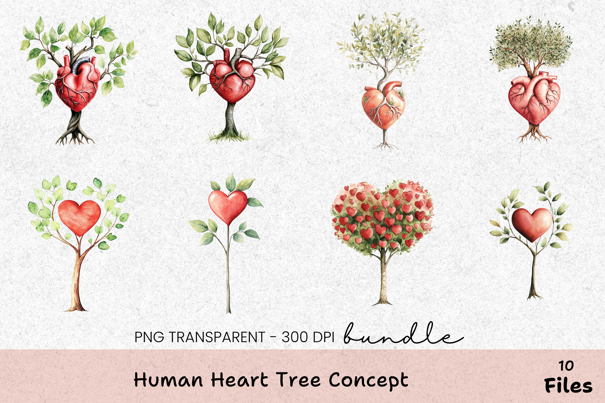 Human Heart Tree Concept Clipart Bundle - CraftNest - Digital Crafting and Art