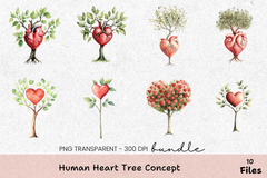 Human Heart Tree Concept Clipart Bundle - CraftNest - Digital Crafting and Art