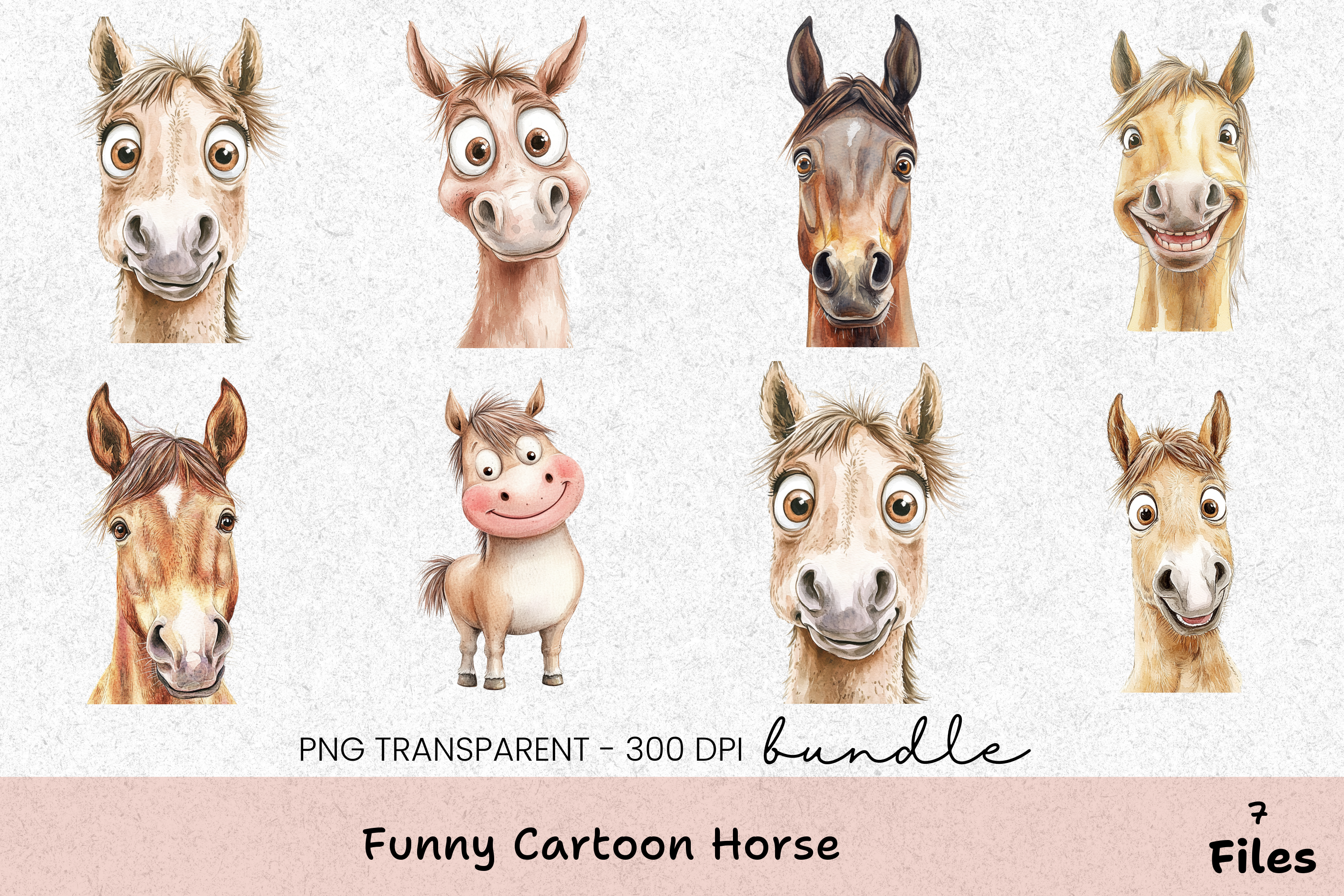 Funny Cartoon Horse Clipart Bundle