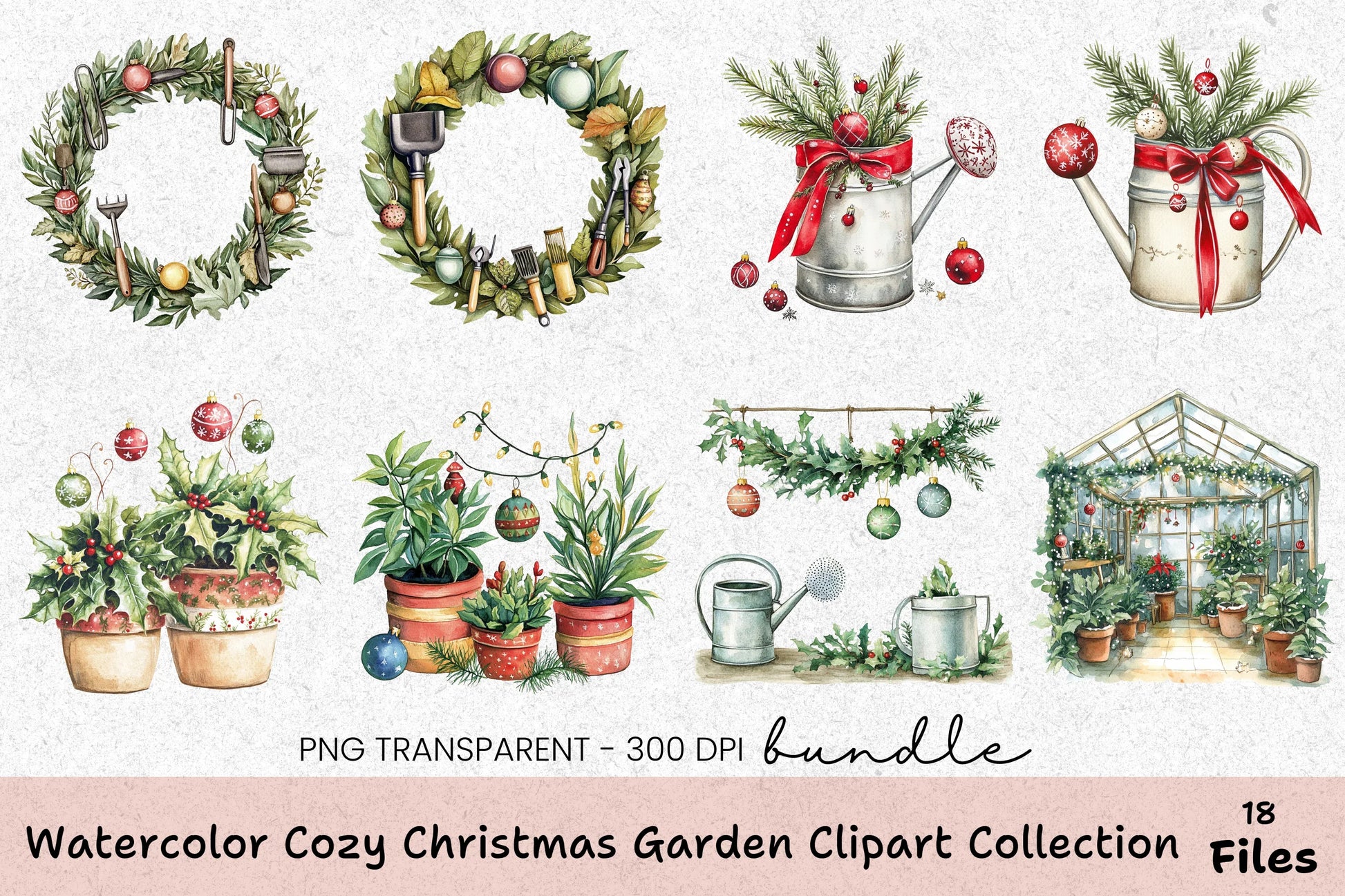 Cozy Christmas Garden Clipart Collection Bundle - CraftNest - Digital Crafting and Art