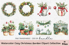 Cozy Christmas Garden Clipart Collection Bundle - CraftNest - Digital Crafting and Art