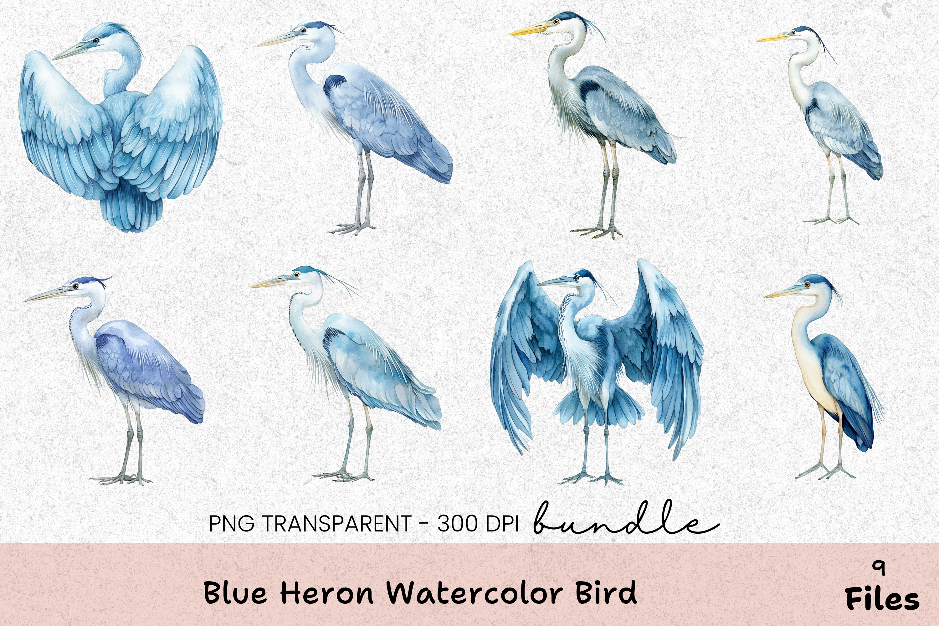 Blue Heron Bird Clipart Bundle