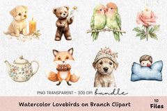 Lovebirds on Branch Clipart Bundle - CraftNest - Digital Crafting and Art