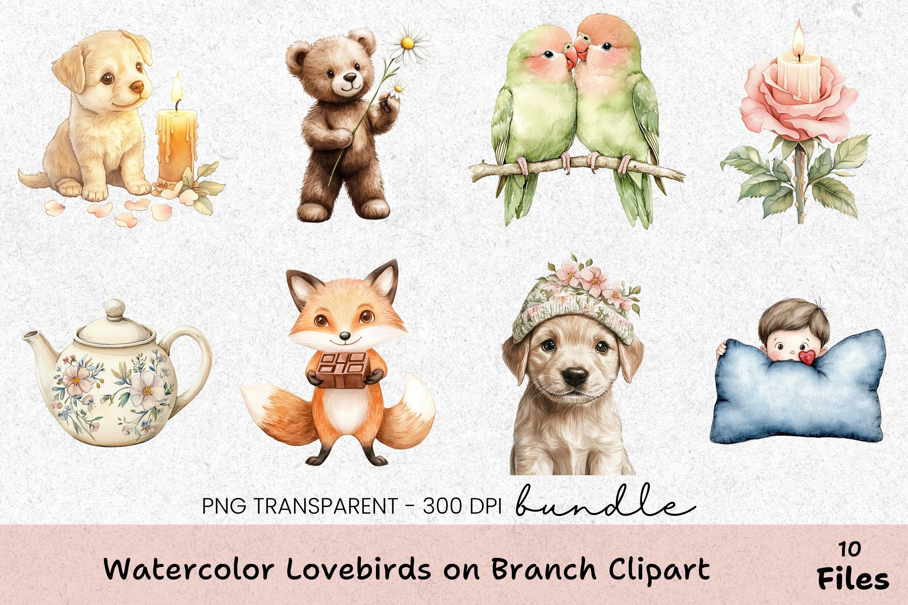 Lovebirds on Branch Clipart Bundle - CraftNest - Digital Crafting and Art