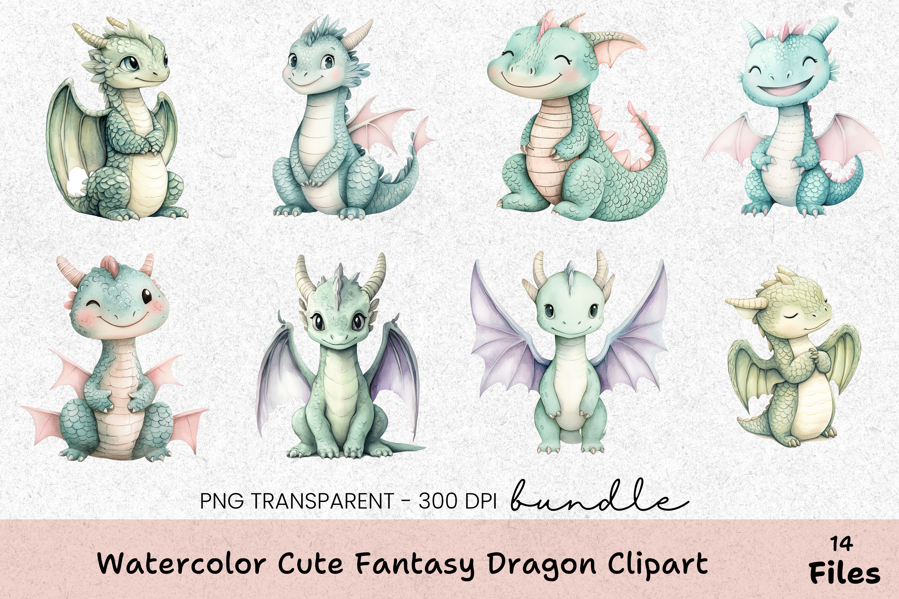 Adorable Fantasy Dragon Clipart Bundle