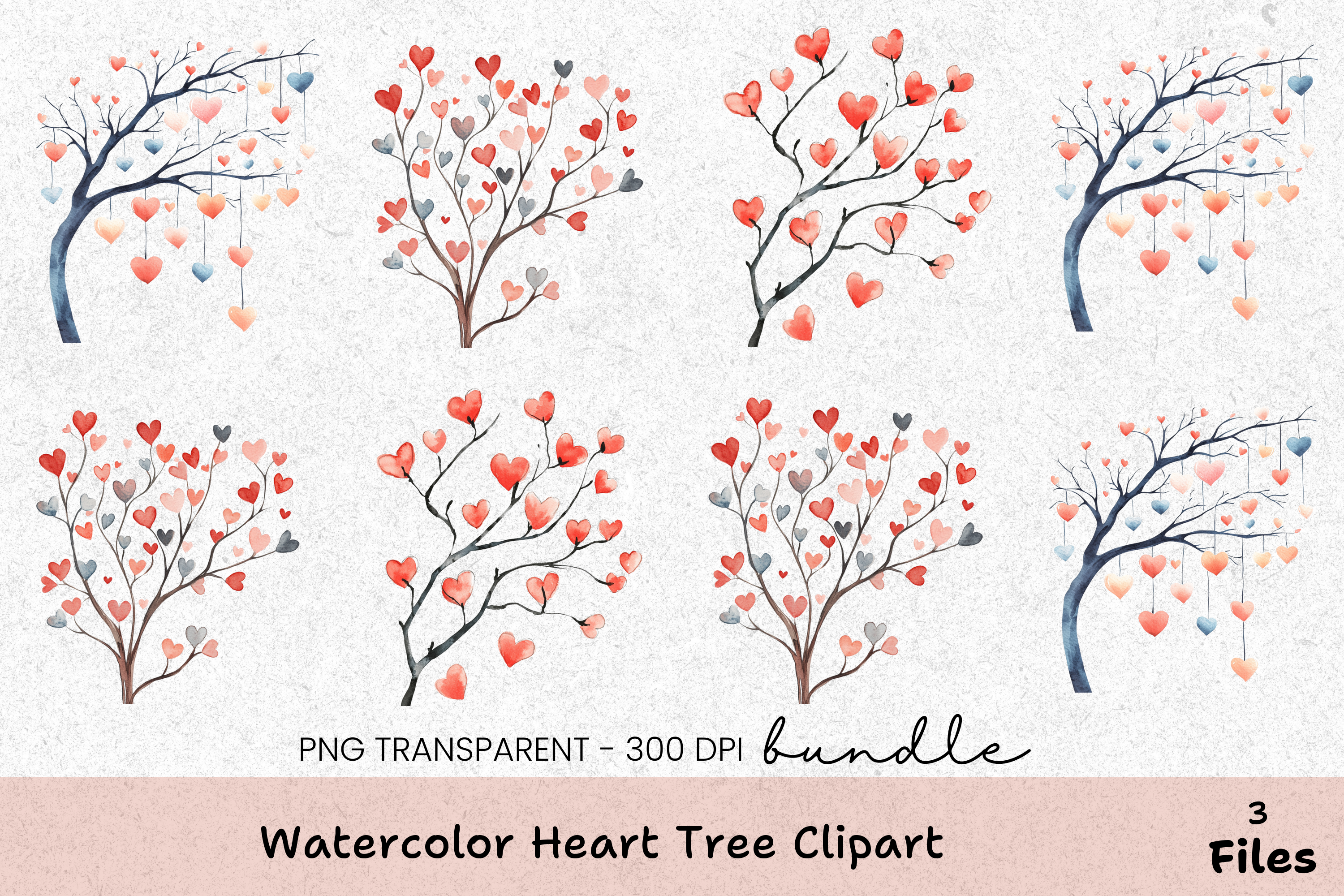 Heart Tree Clipart Bundle