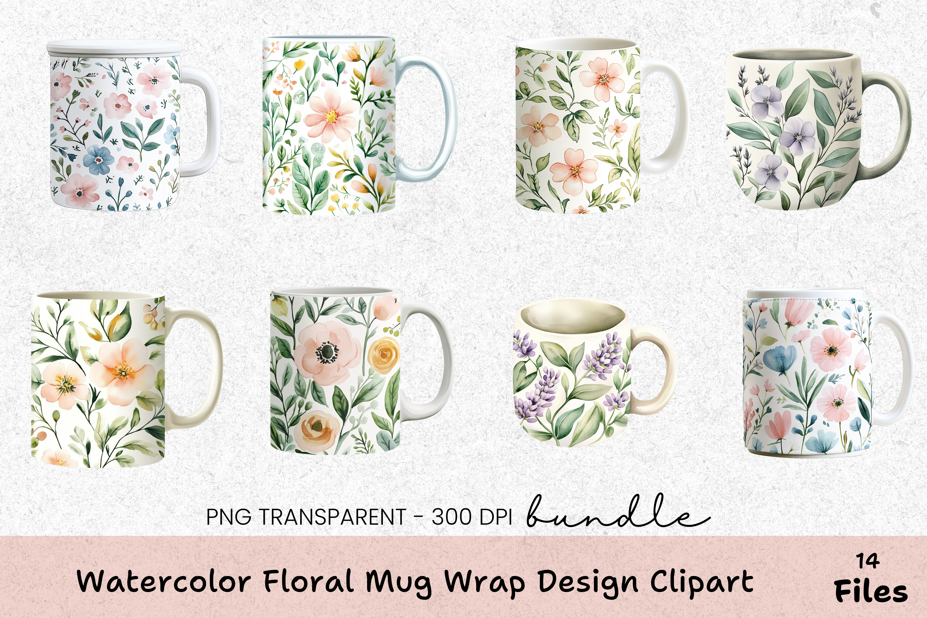 Floral Wrap Design Mug Bundle