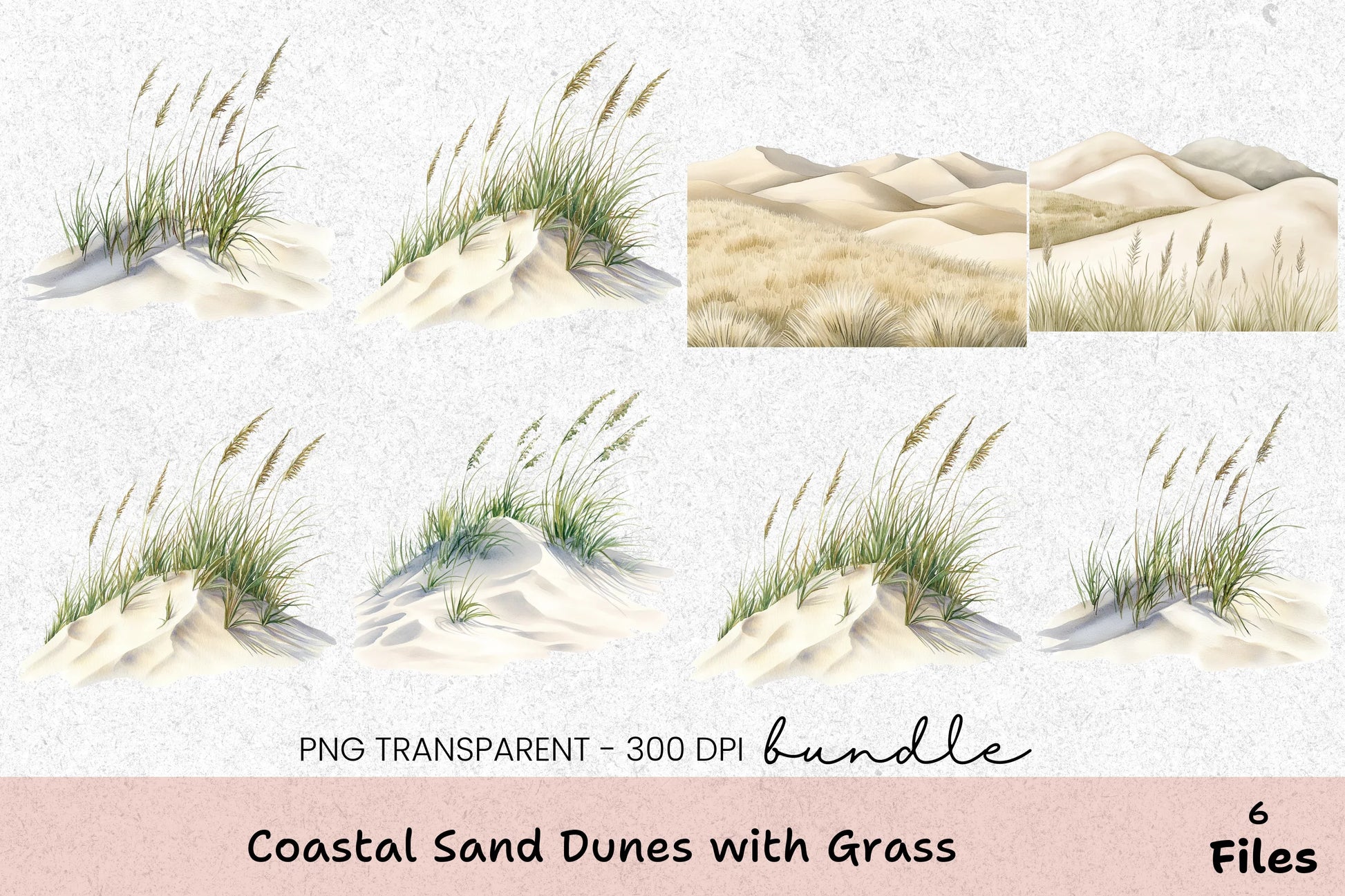 Coastal Sand Dunes with Grass Clipart Bundle - CraftNest - Digital Crafting and Art