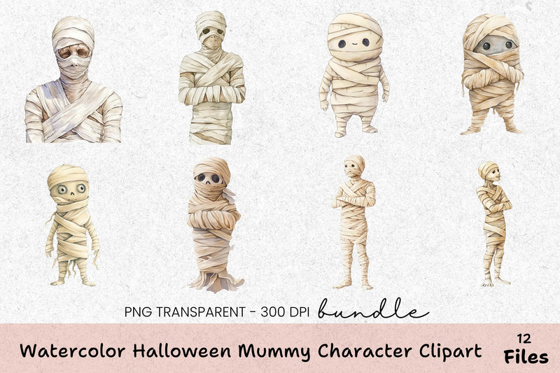 Halloween Mummy Character Clipart Bundle - CraftNest - Digital Crafting and Art
