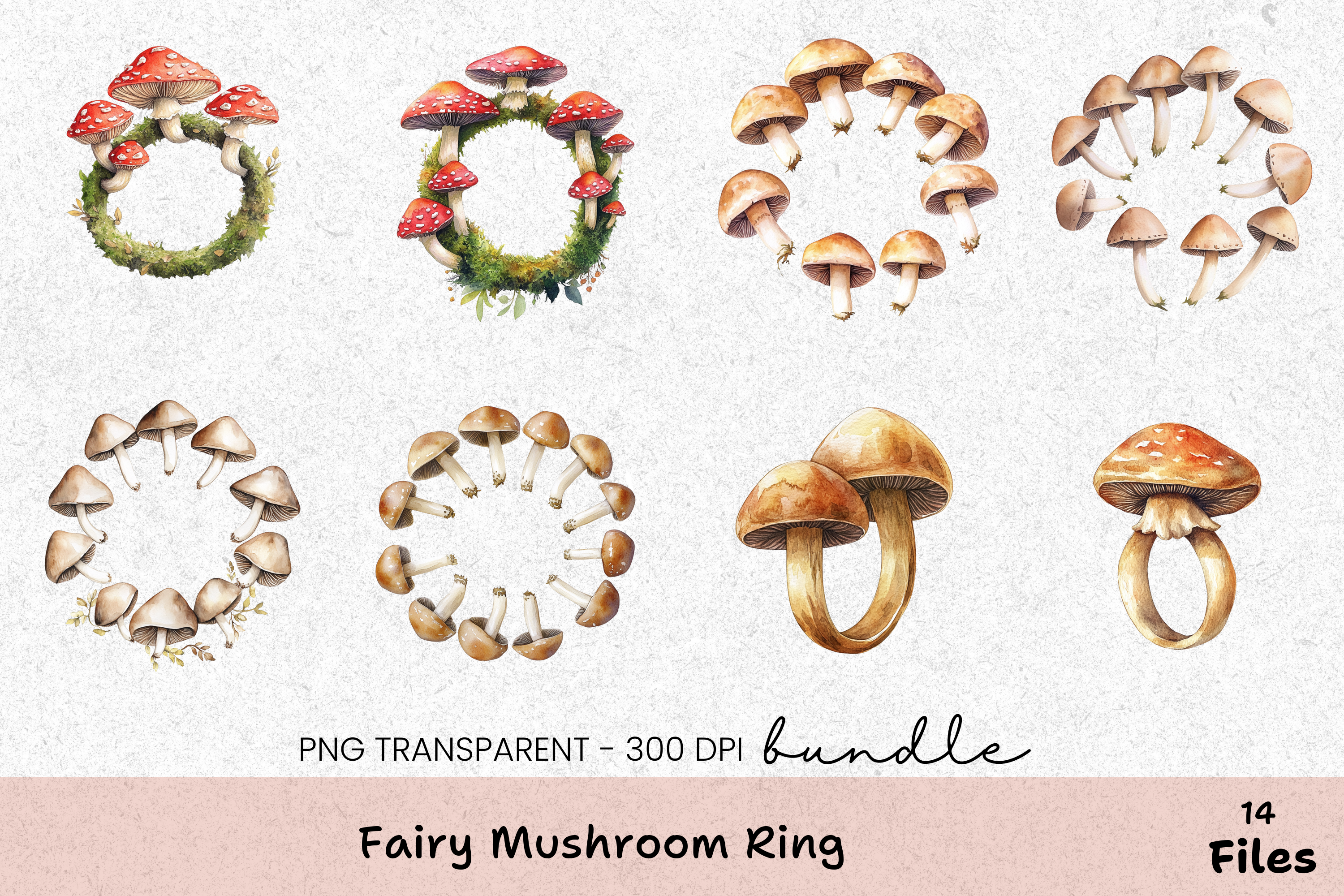 Fairy Mushroom Ring Clipart Bundle