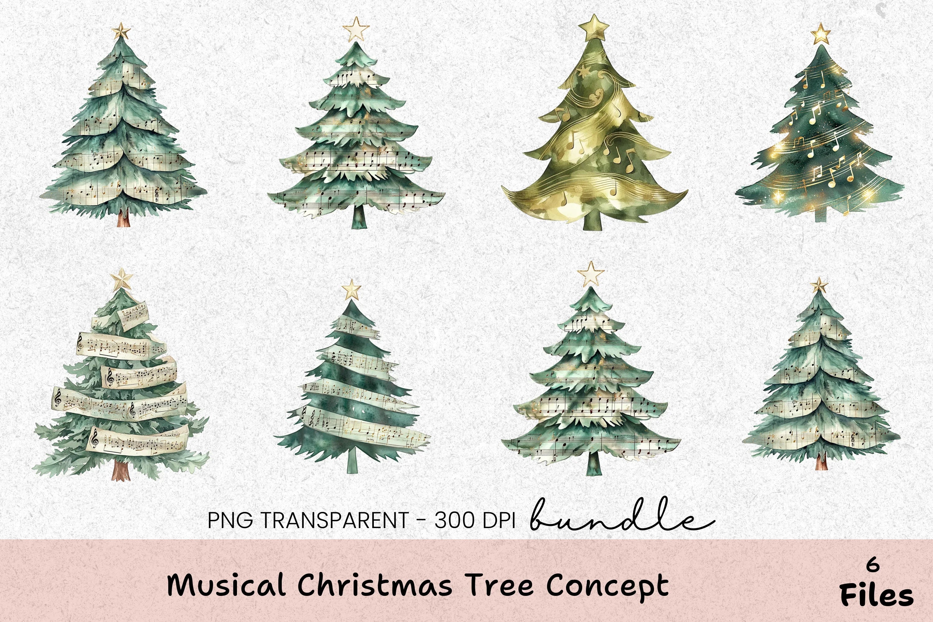 Musical Christmas Tree Concept Clipart Bundle - CraftNest - Digital Crafting and Art