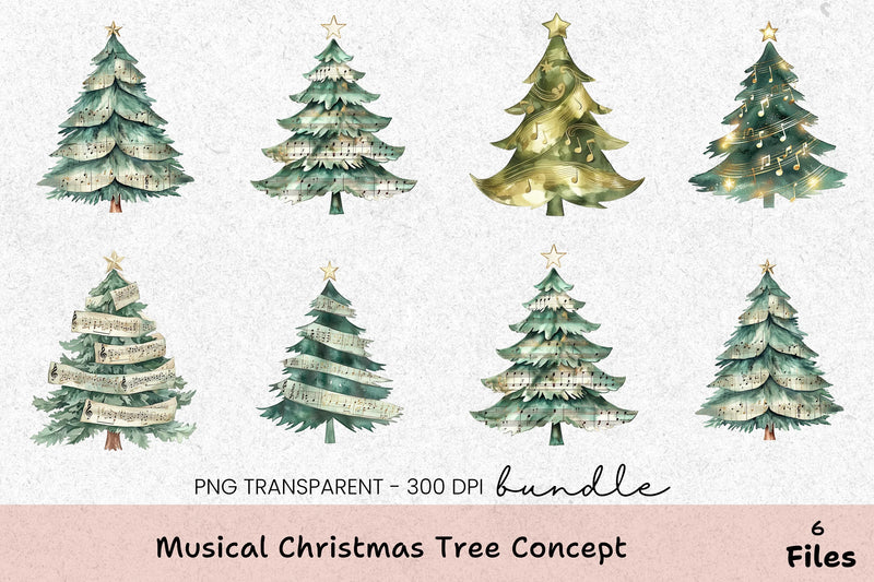 Musical Christmas Tree Concept Clipart Bundle - CraftNest - Digital Crafting and Art