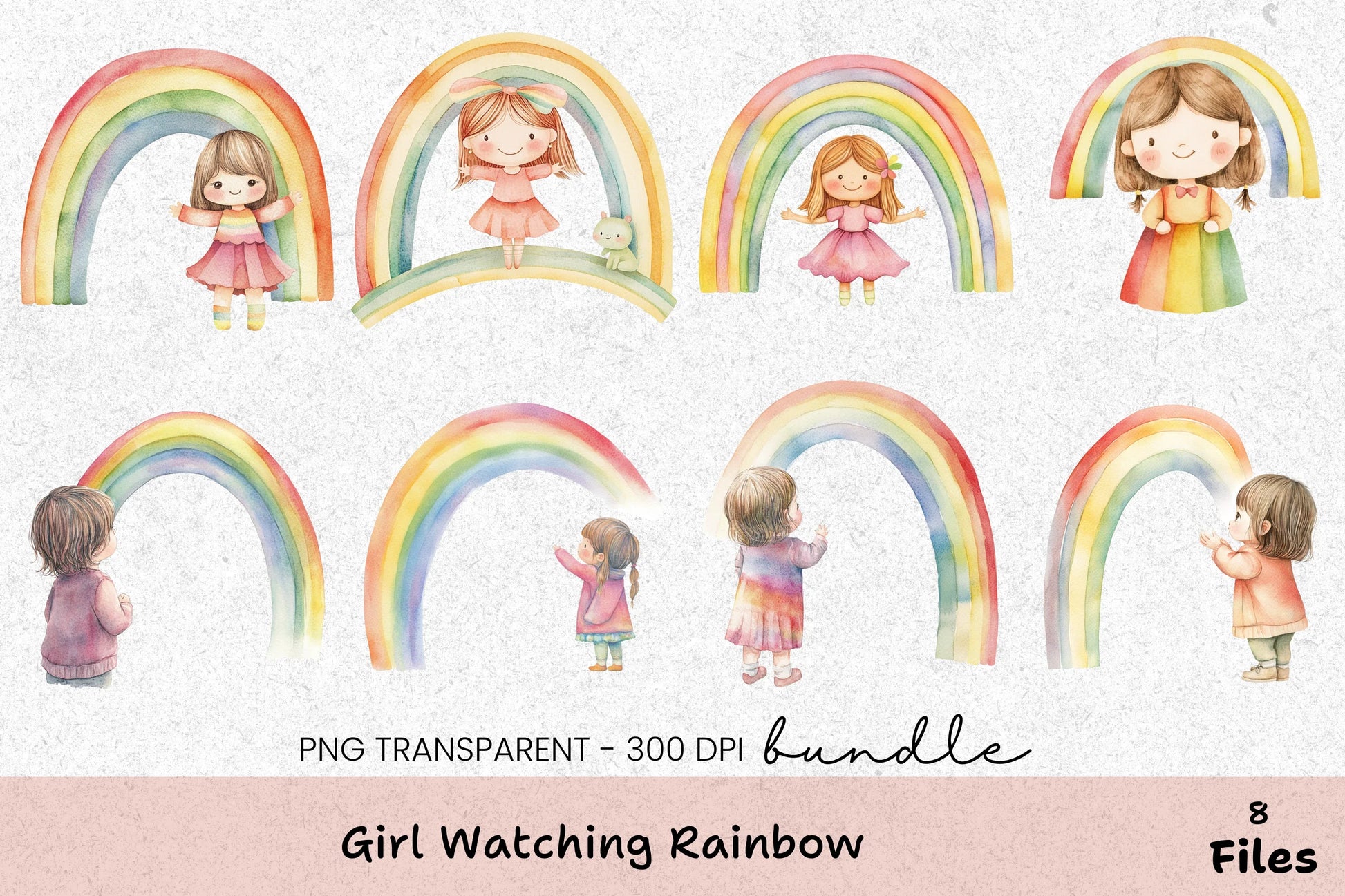 Girl Watching Rainbow Clipart Bundle - CraftNest - Digital Crafting and Art