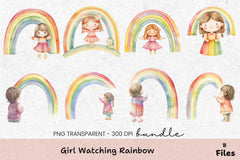 Girl Watching Rainbow Clipart Bundle - CraftNest - Digital Crafting and Art