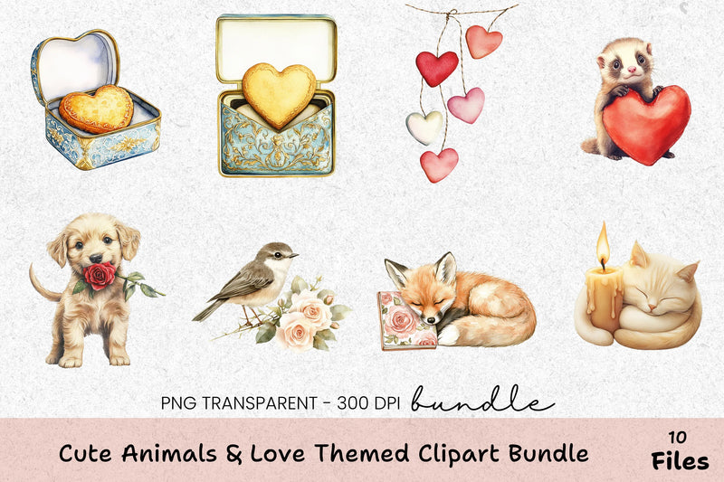 Cute Animals & Love Clipart Bundle - CraftNest - Digital Crafting and Art