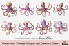 Vintage Octopus Sea Creature Clipart Bundle