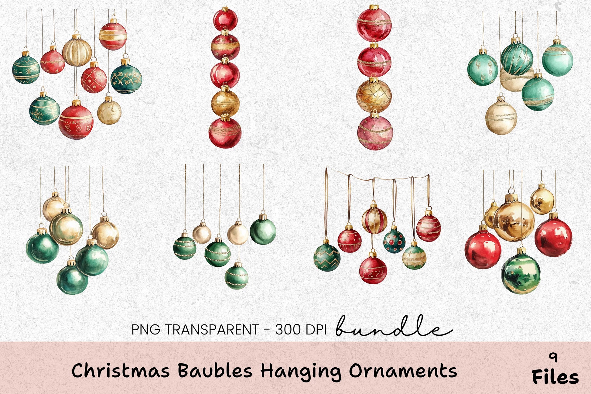 Christmas Baubles Hanging Ornaments Clipart Bundle - CraftNest - Digital Crafting and Art