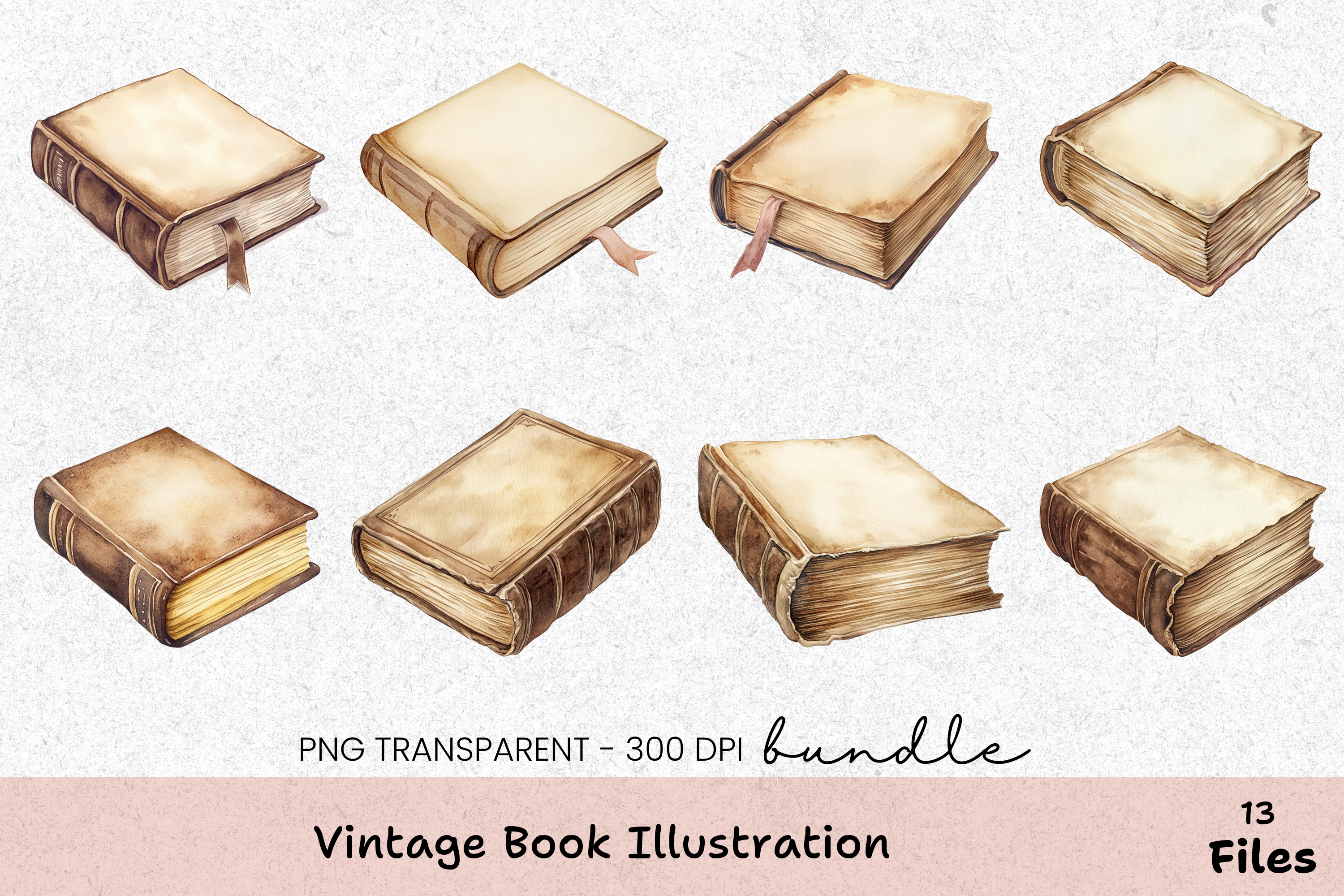 Vintage Book Illustration Clipart Bundle