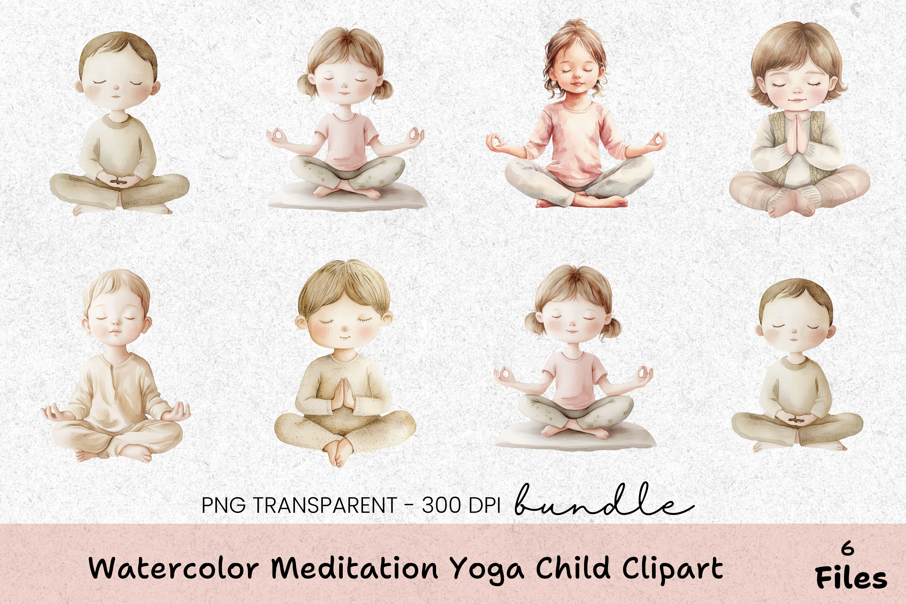 Child Meditation Yoga Clipart Bundle