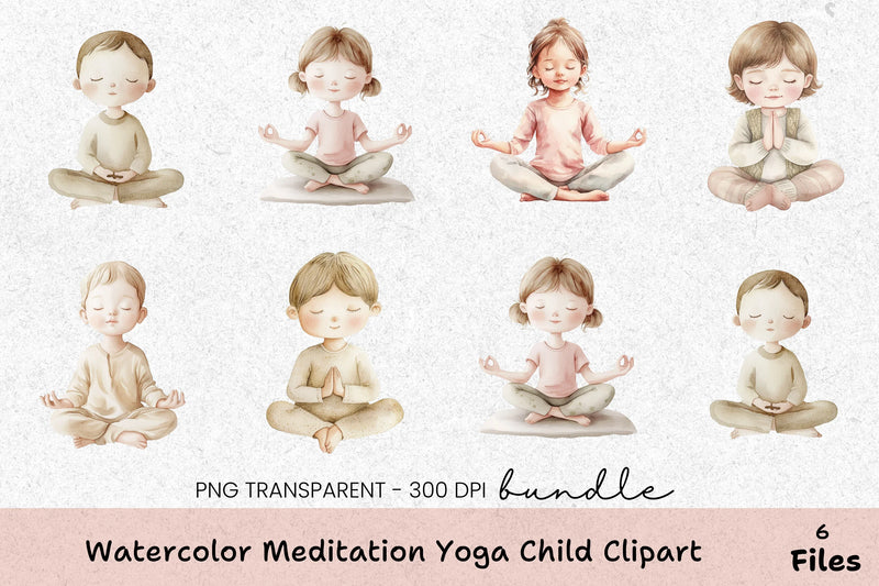 Child Meditation Yoga Clipart Bundle - CraftNest - Digital Crafting and Art
