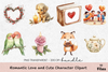 Romantic Love & Cute Character Clipart Bundle