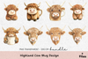 Highland Cow Design Mug Wrap Bundle