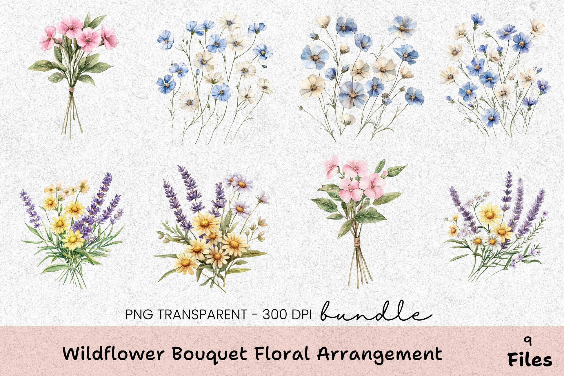 Wildflower Bouquet Floral Arrangement Clipart Bundle - CraftNest - Digital Crafting and Art