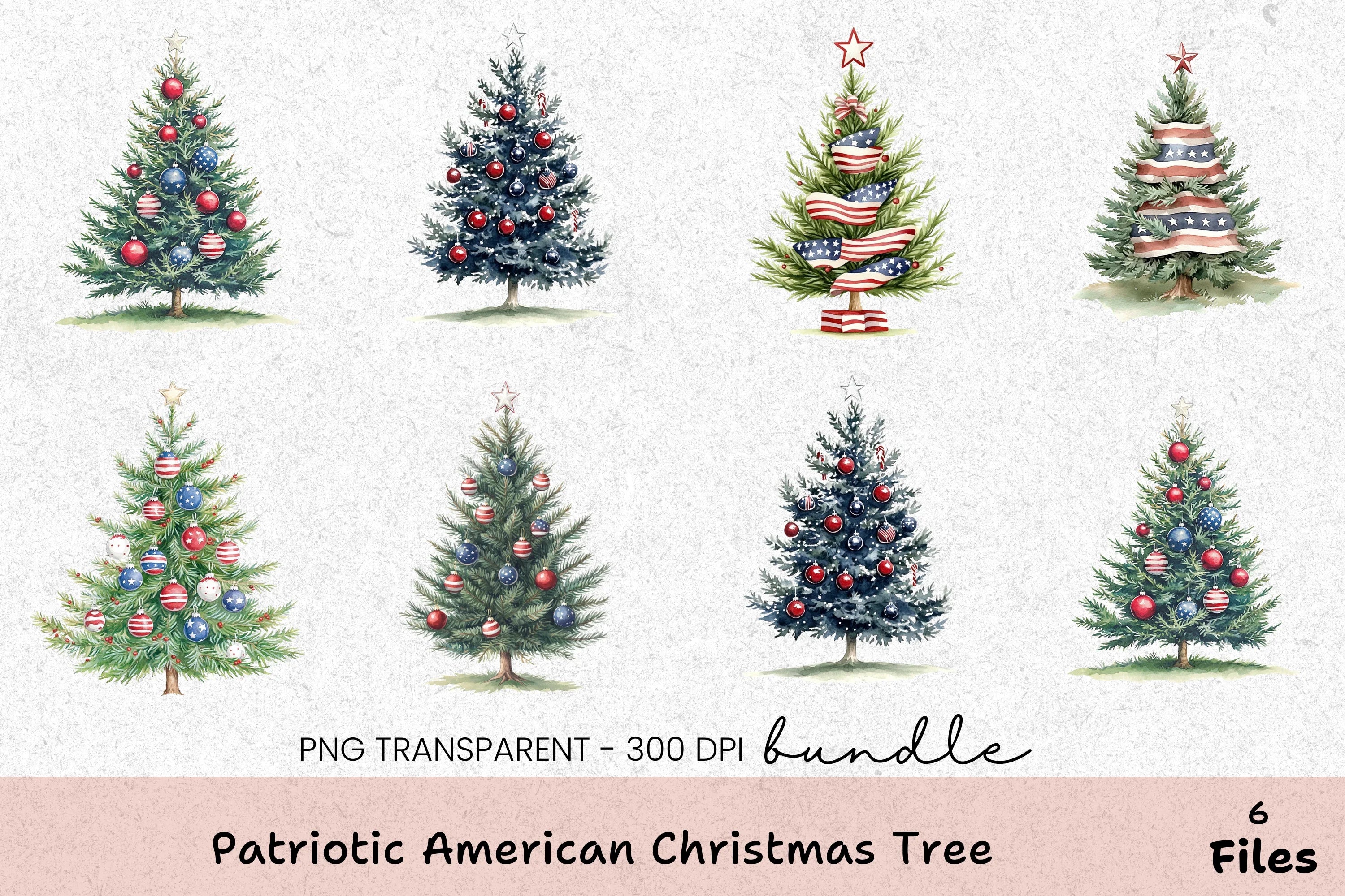 Patriotic American Christmas Tree Clipart Bundle - CraftNest - Digital Crafting and Art