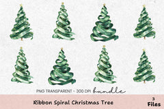 Ribbon Spiral Christmas Tree Clipart Bundle - CraftNest - Digital Crafting and Art