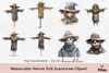 Horror Evil Scarecrow Clipart Bundle