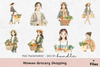 Women's Grocery Shopping Clipart Bundle