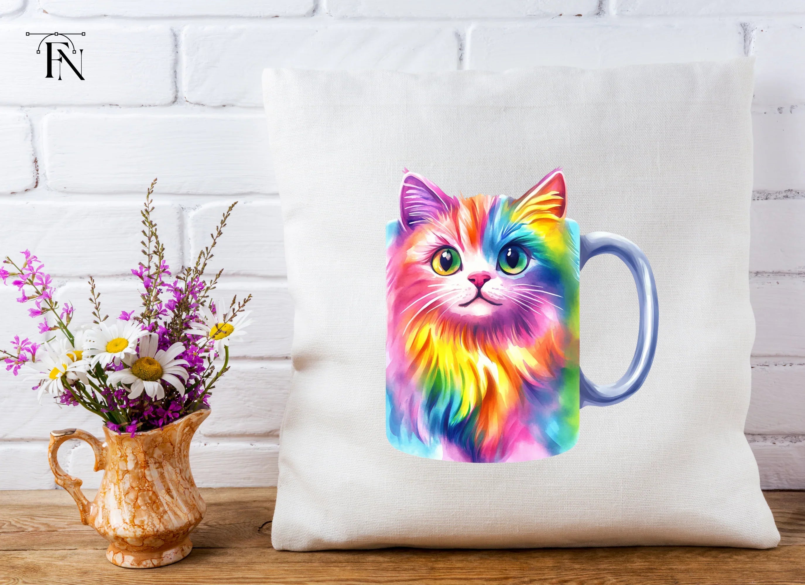 Vibrant Rainbow Cat Clipart Bundle