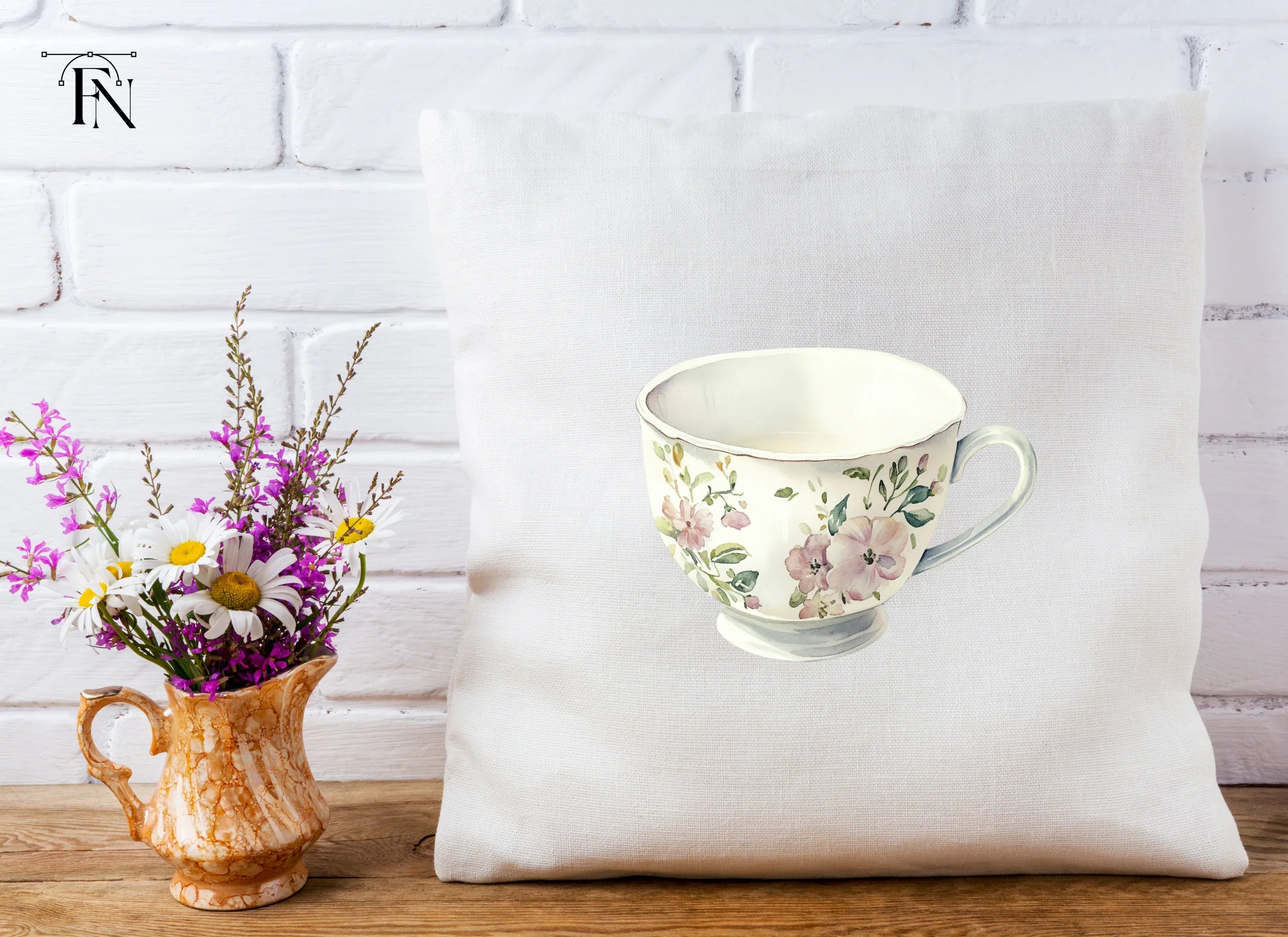 Empty Floral Teacups Clipart Bundle