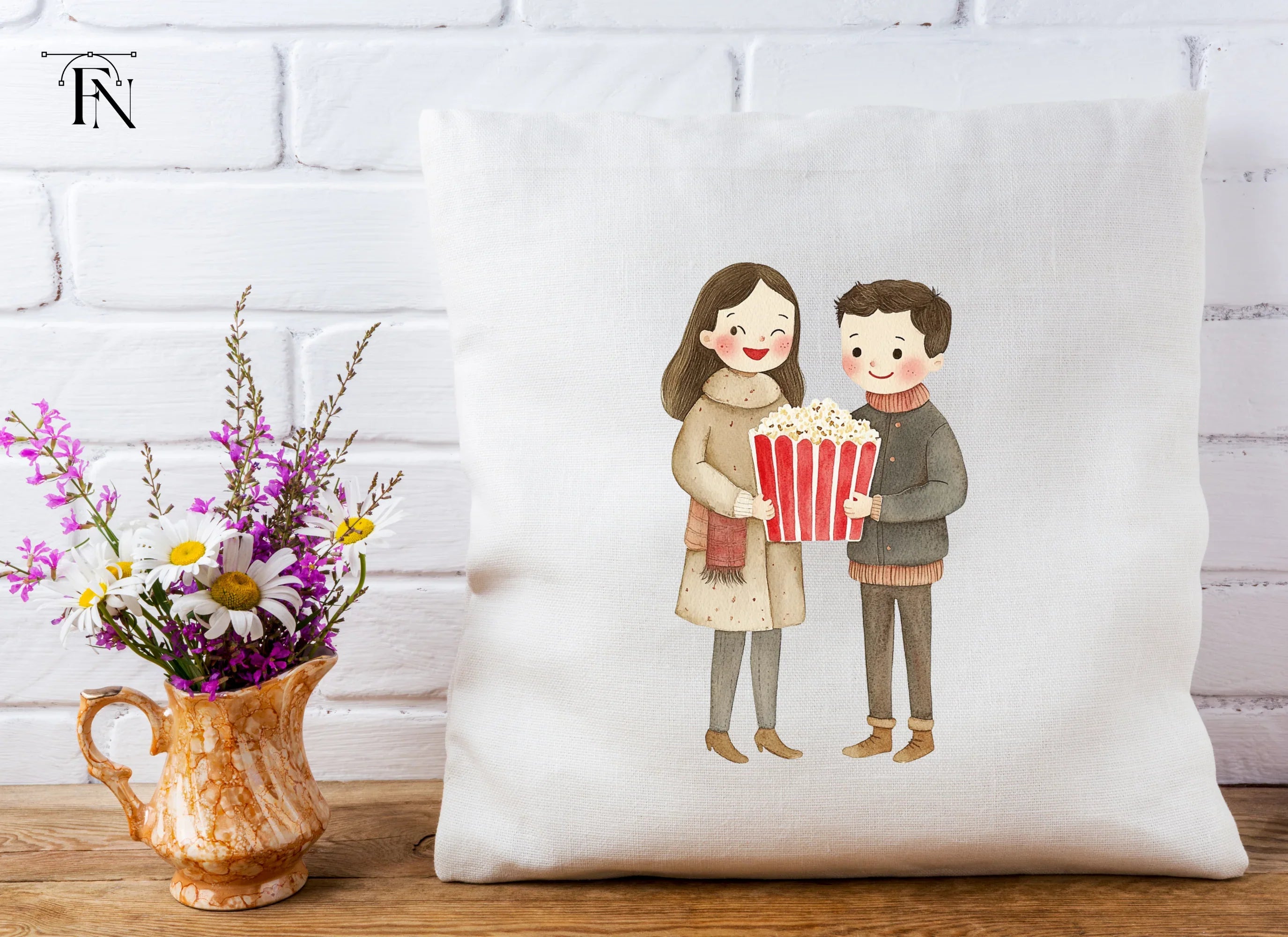Cute Couple Sharing Popcorn Clipart Bundle