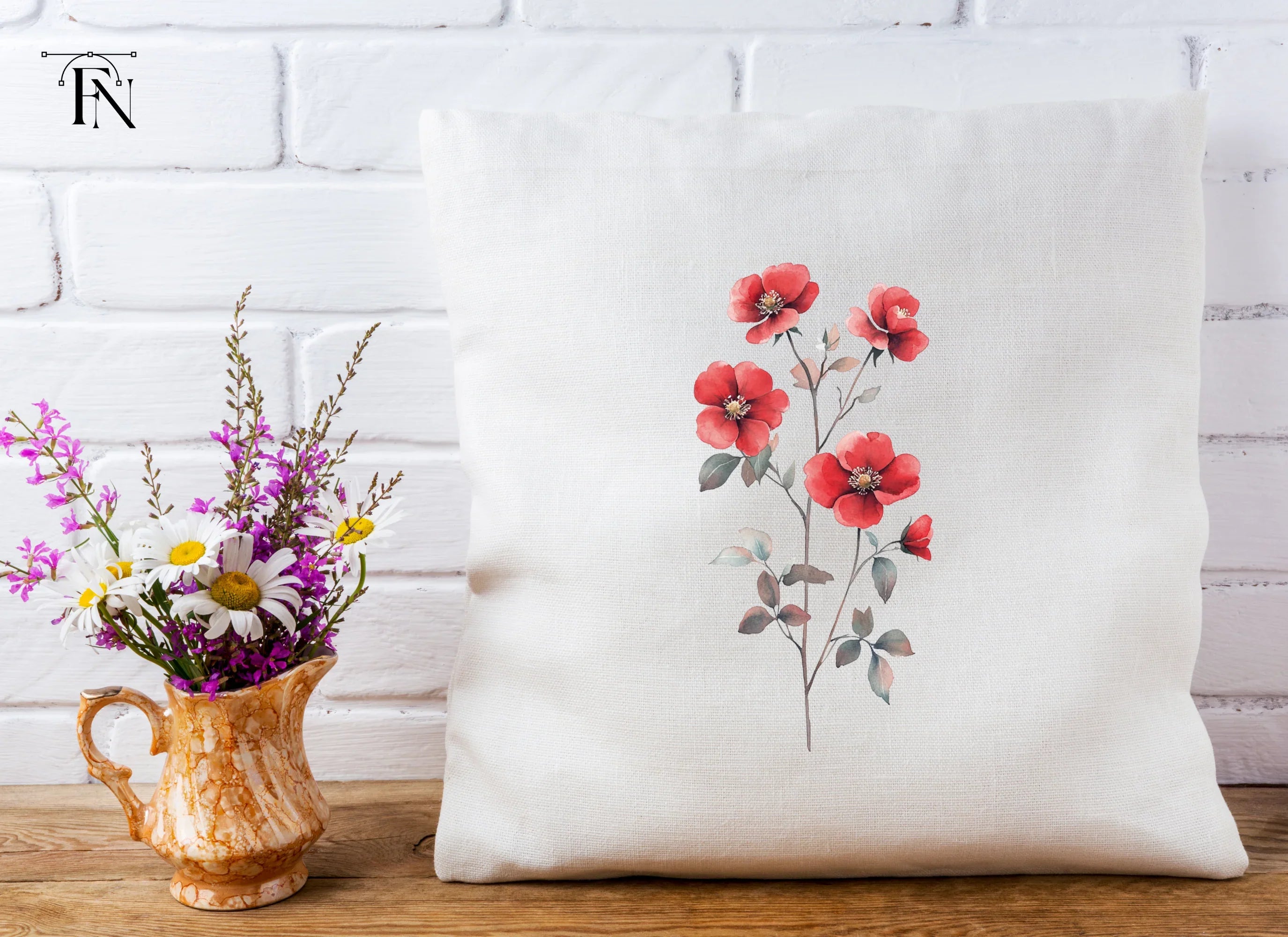 Red Rose Branch Clipart Bundle