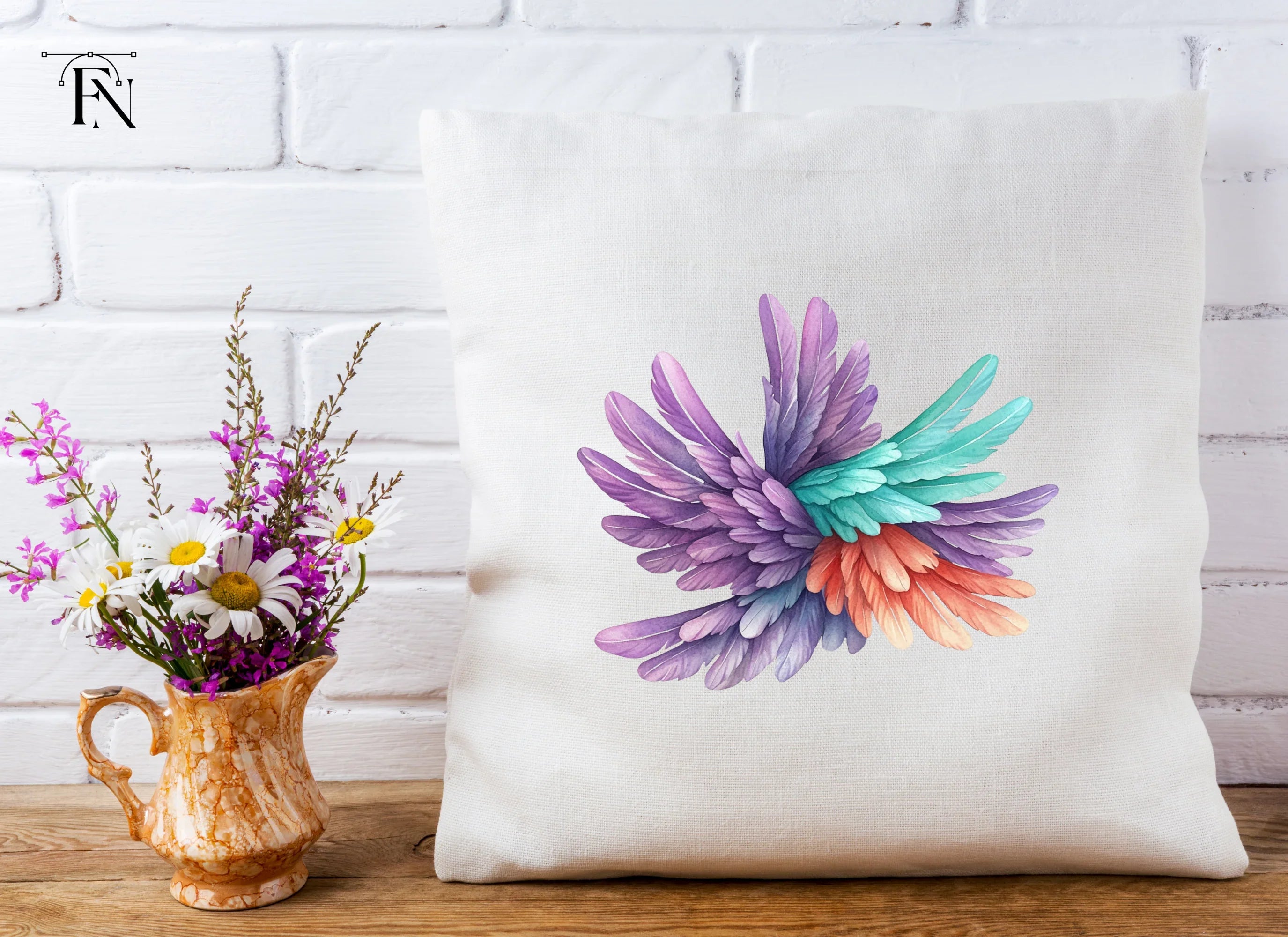 Pastel Feather Burst Clipart Bundle