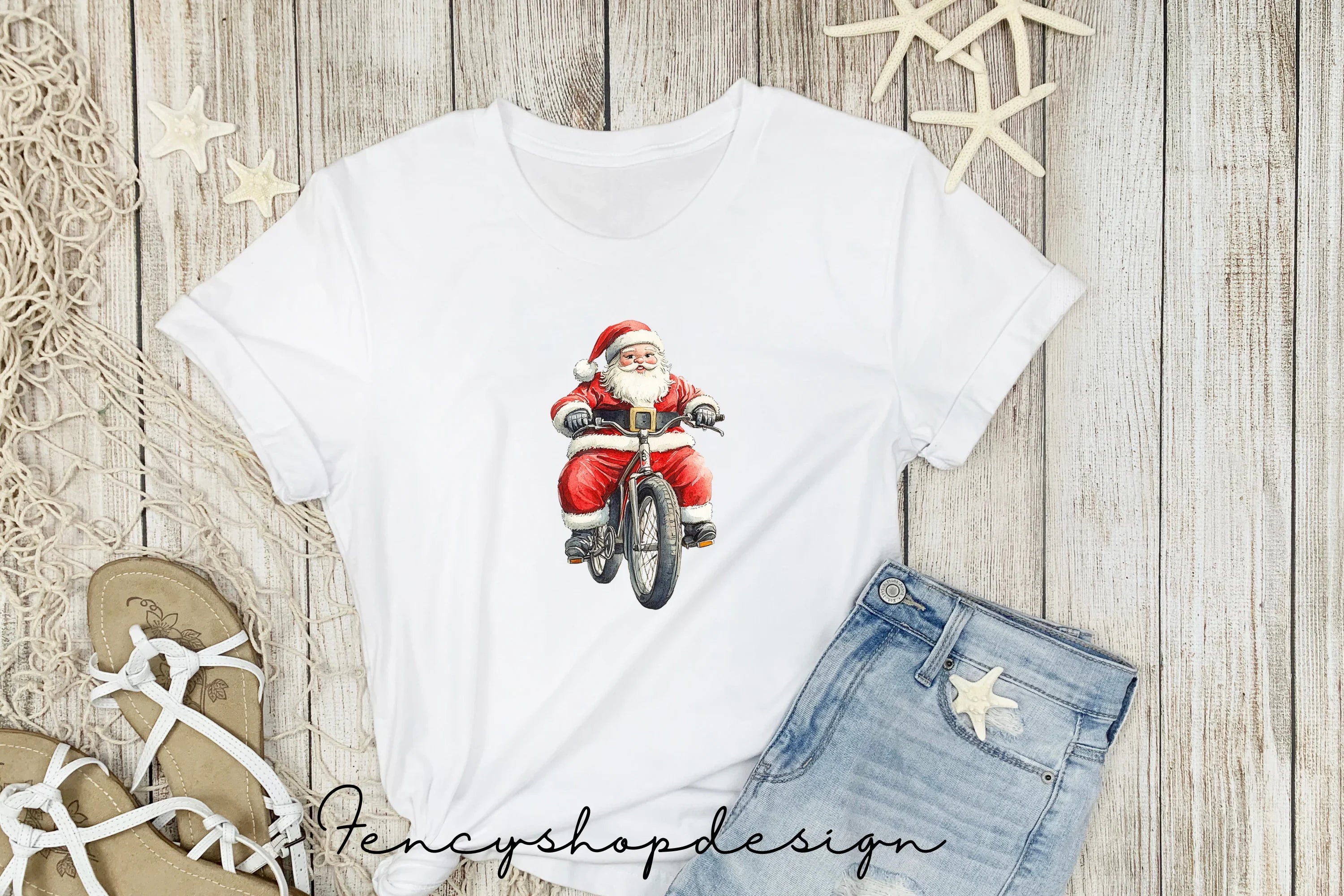 Santa Claus on Motorcycle Clipart Bundle