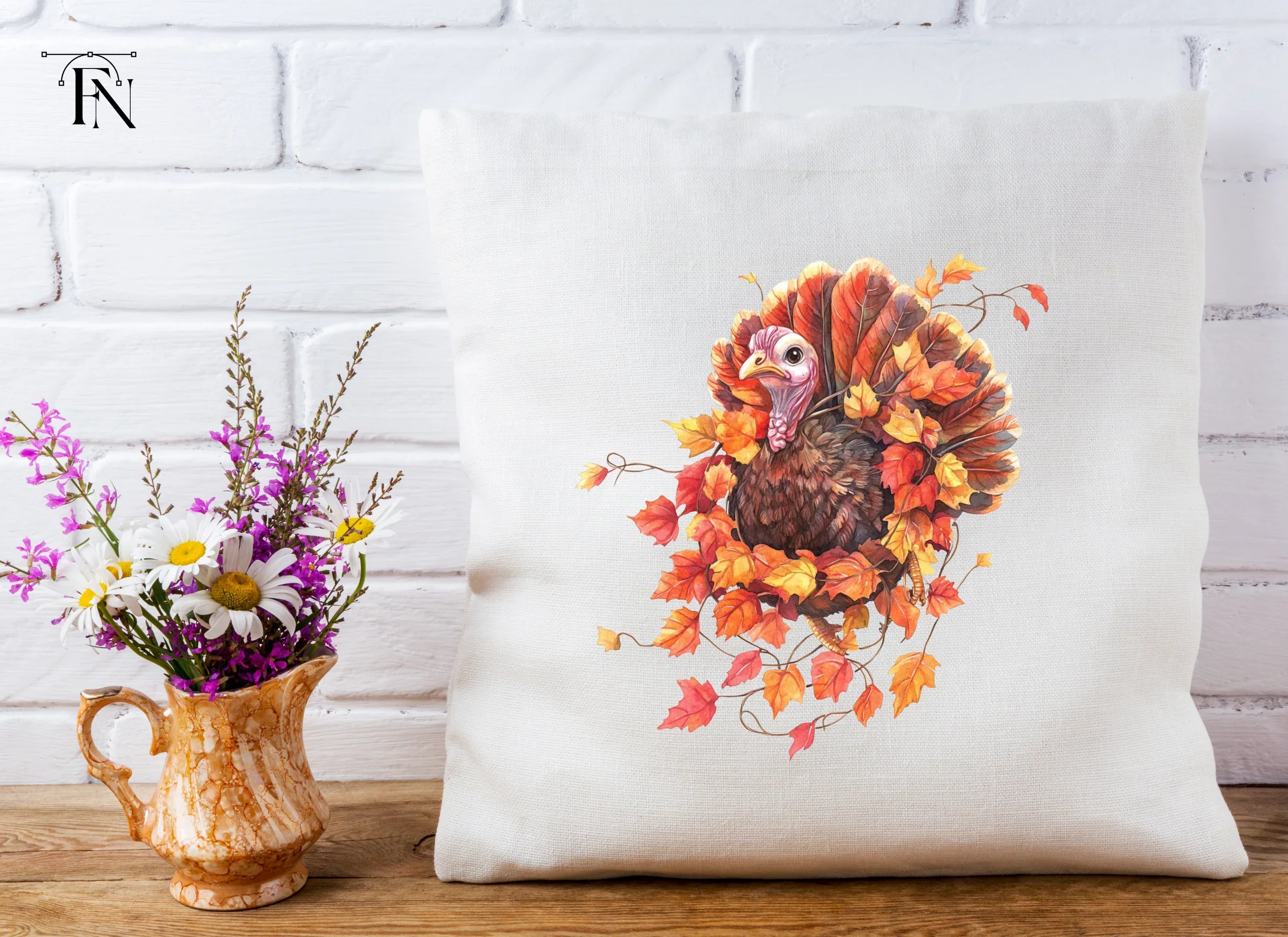 Thanksgiving Turkey Autumn Leaves Clipart Bundle