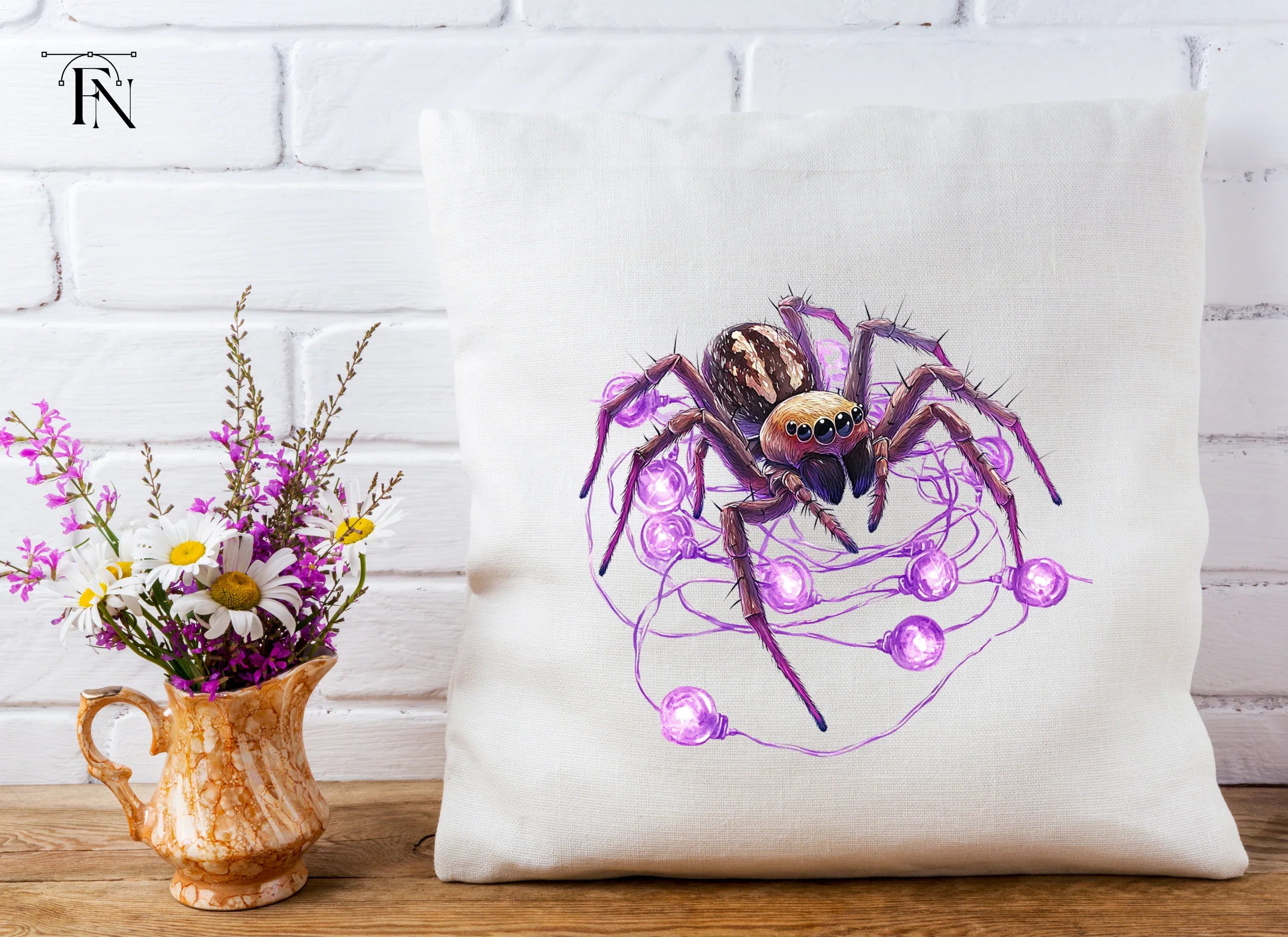 Jumping Spider with Purple Lights Clipart Bundle