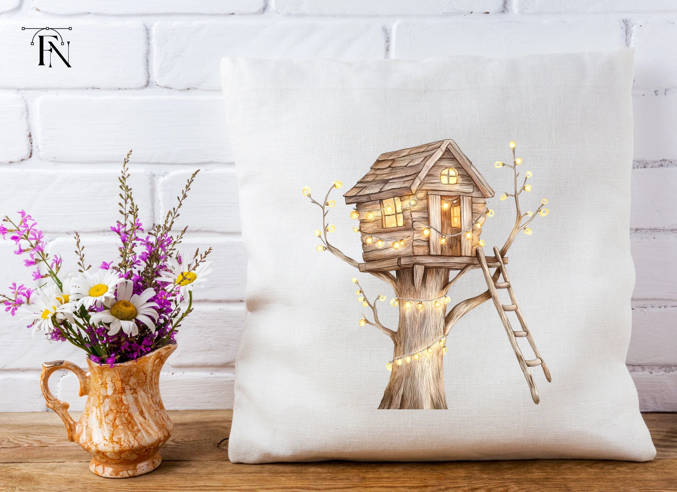 Cozy Treehouse with Glowing Lights Clipart Bundle