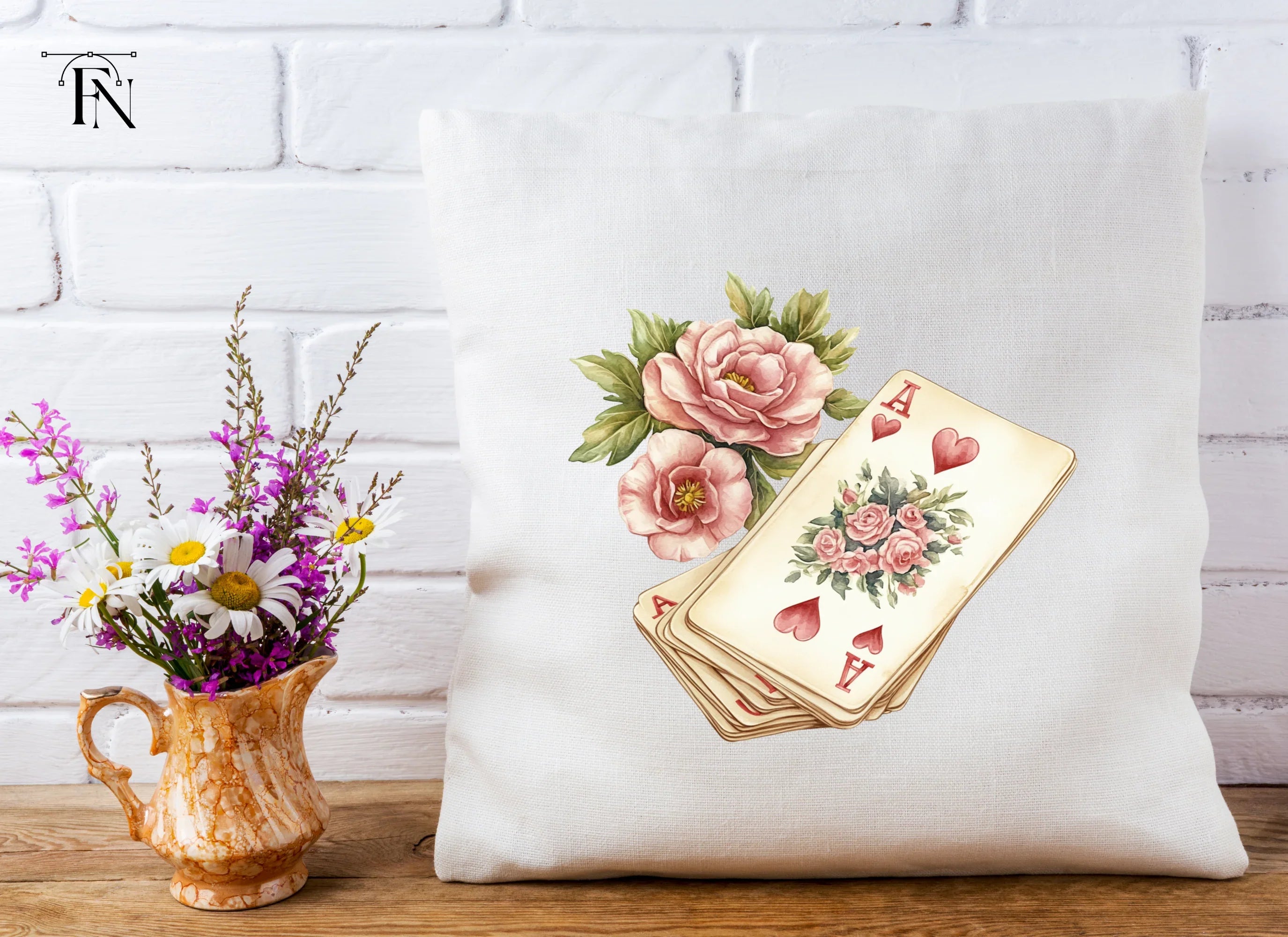 Vintage Floral Playing Cards Clipart Bundle