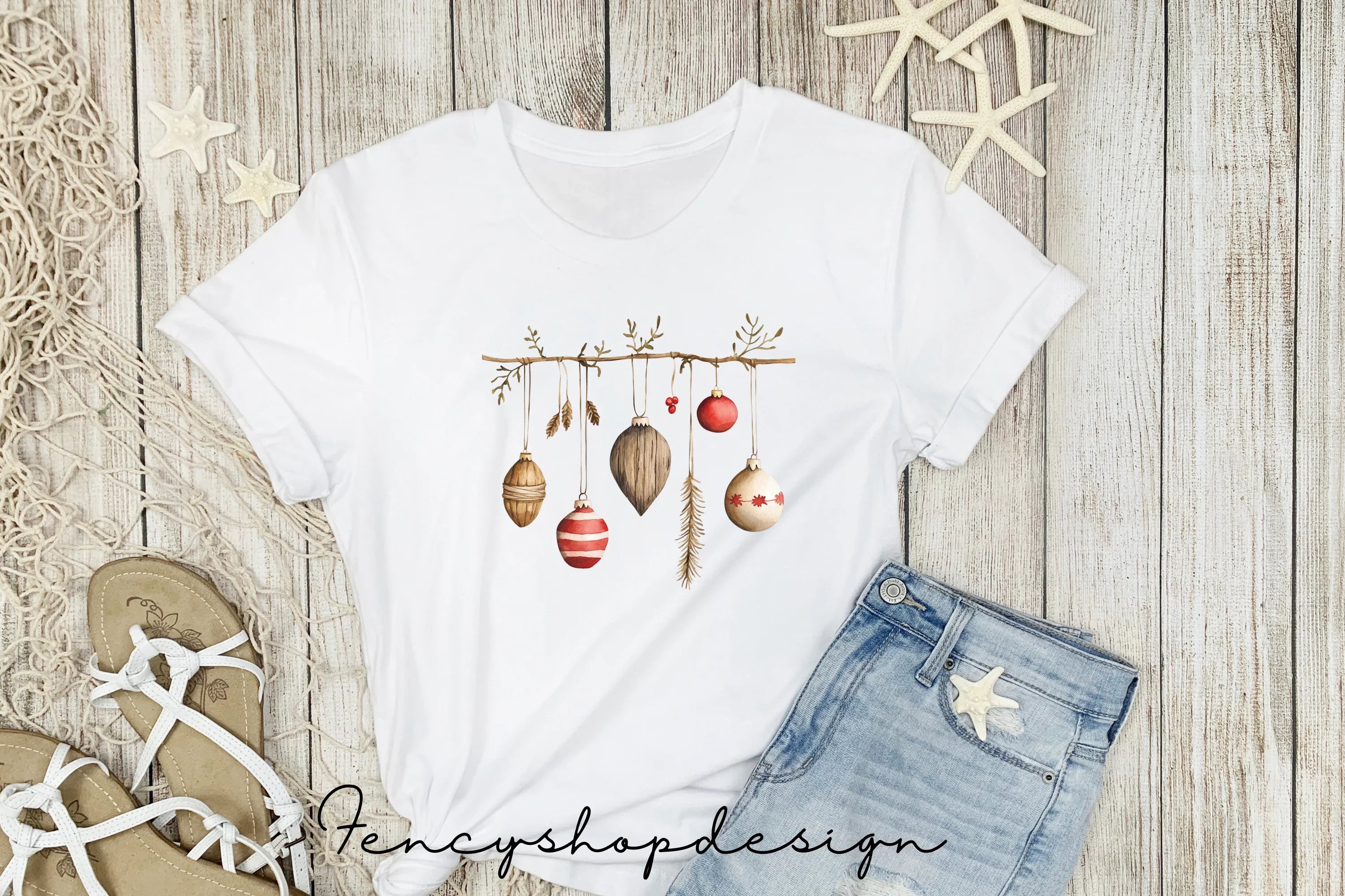 Rustic Christmas Ornaments Clipart Bundle