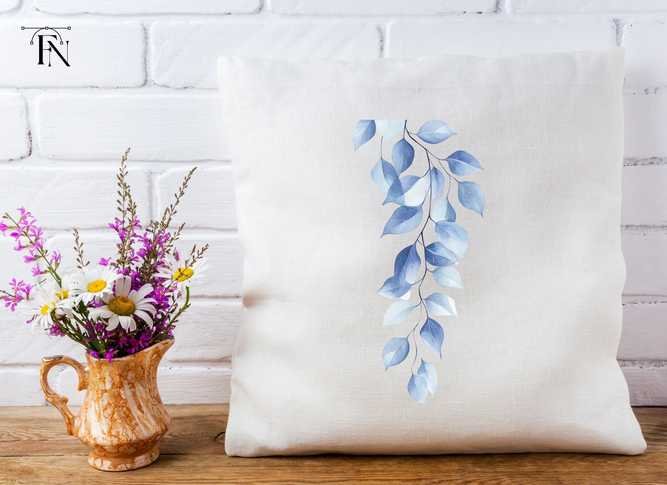 Elegant Blue Leaves Clipart Bundle