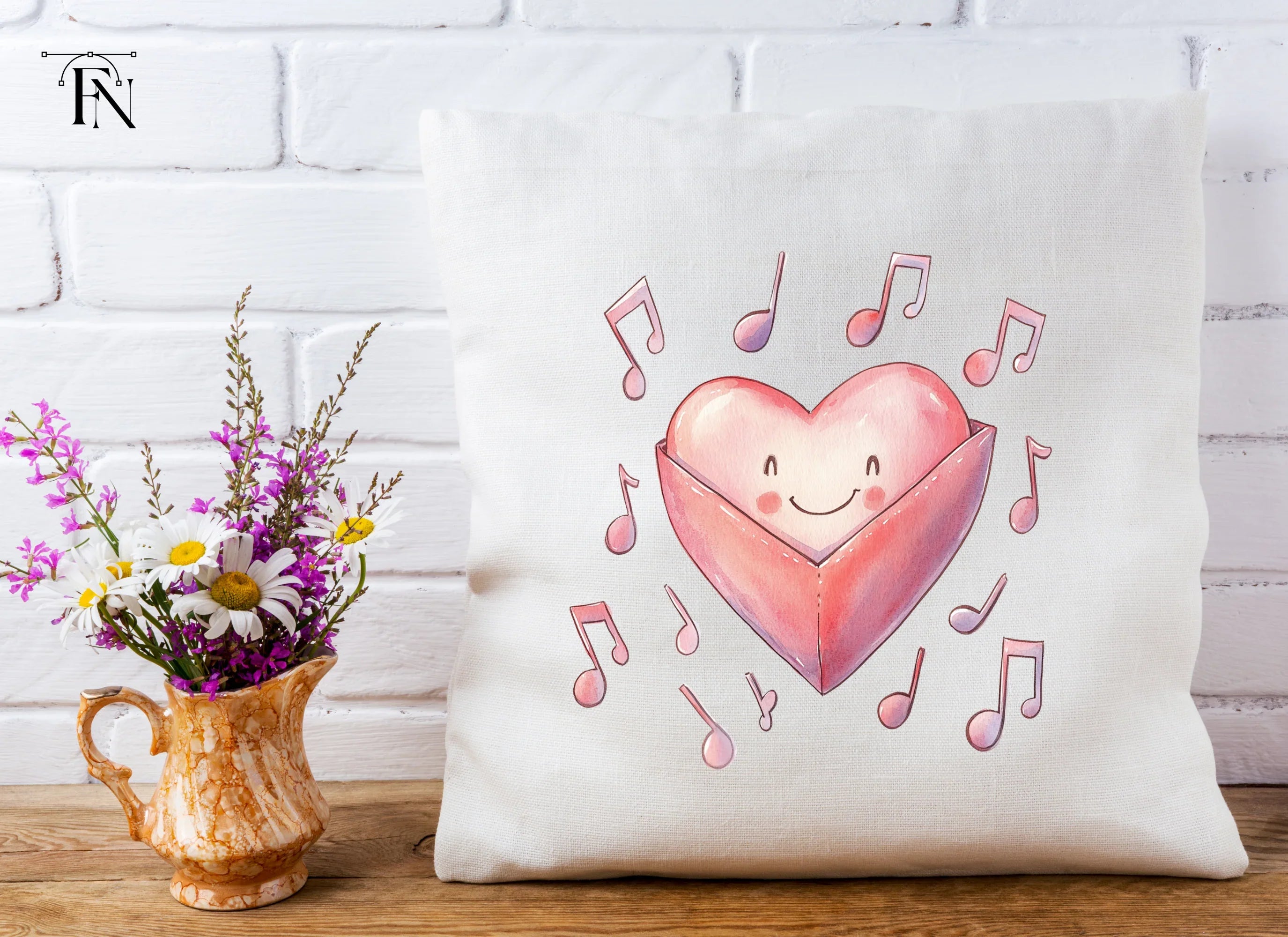 Cute Heart Music Notes Clipart Bundle