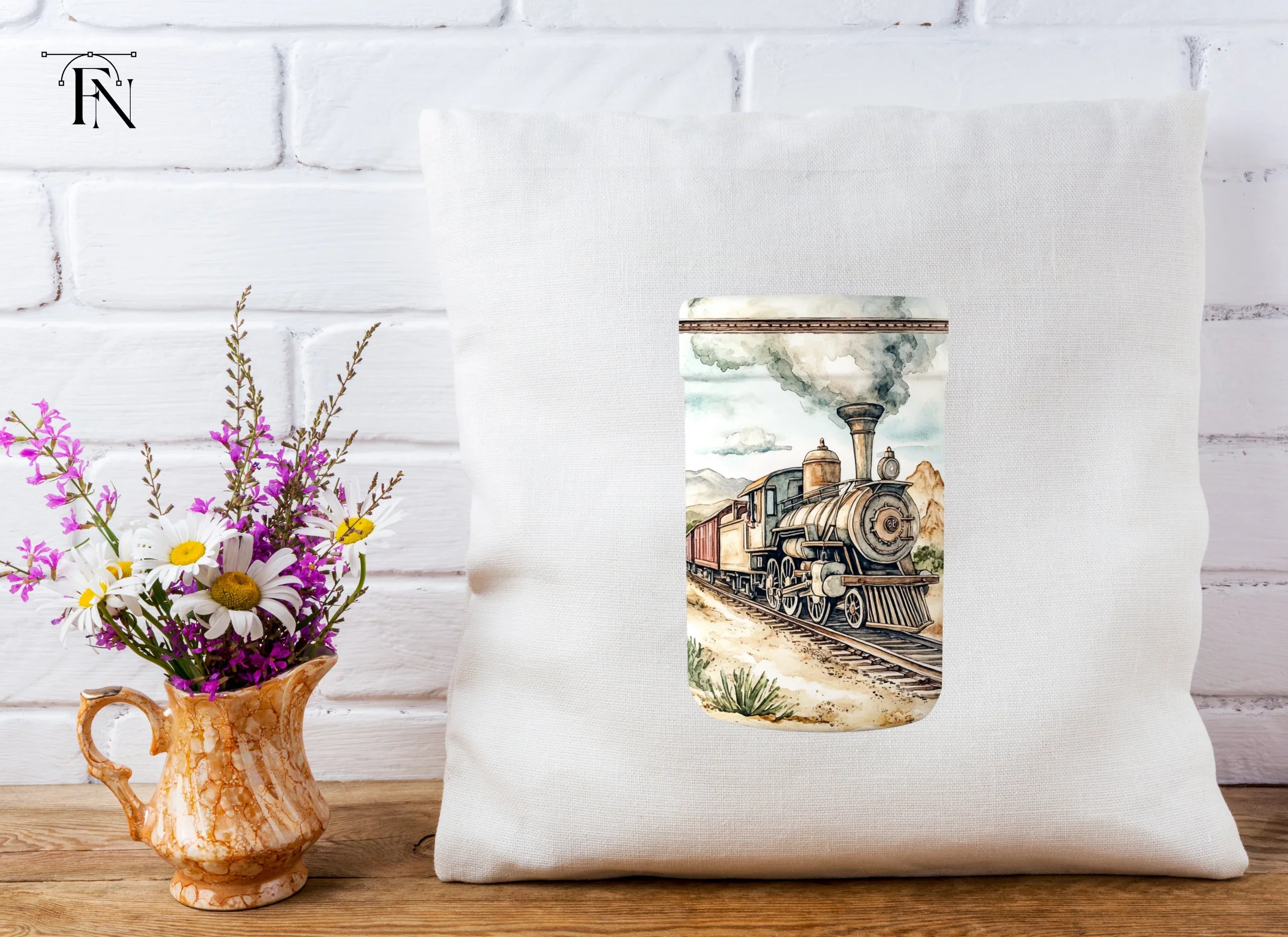 Vintage Train Landscape Clipart Bundle